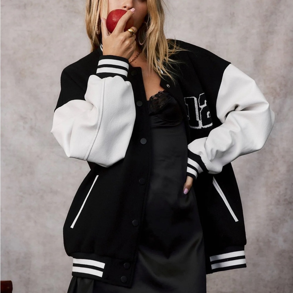 12th Tribe Black and White Varsity Jacket